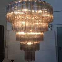 Rylight 5-Tier Smoky Gray/Clear Floral Glass Tubes Chandelier