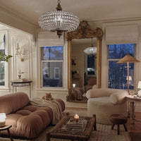 ثريا كريستالية من الخرز الإمبراطوري الفرنسي Rylight 3-Light بلمسة نهائية من النحاس العتيق