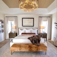 ثريا كريستالية مستديرة من Rylight ذات طبقة واحدة باللون النحاسي/الأسود 