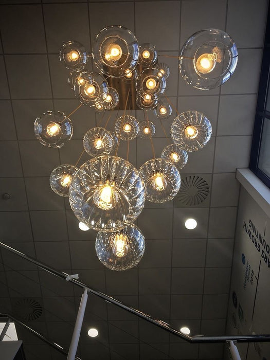 Rylight 9/16/25/36/49-licht helder glazen hangende kroonluchter
