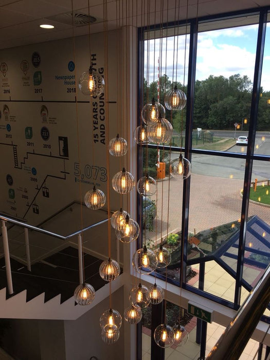 Rylight 9/16/25/36/49-licht helder glazen hangende kroonluchter