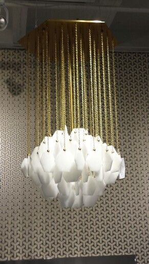 Rylight zeshoekige glazen kroonluchter met messing afwerking