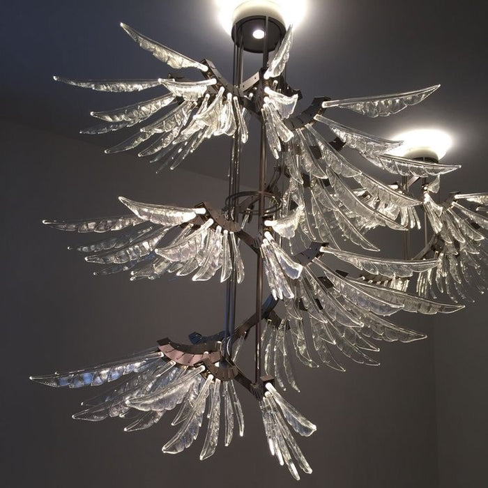 Rylight 2/3-Tier Creative Angel Wings Glass Chandelier
