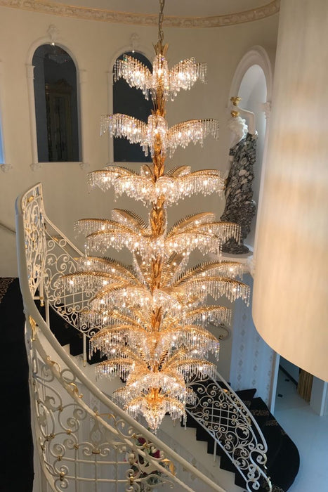 Rylight luxe stijl gouden palmboom kristallen kroonluchter