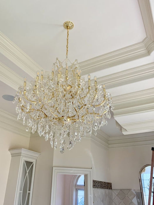 Rylight 9/19/49-Light Crystal Chandelier in Gold/Chrome Finish