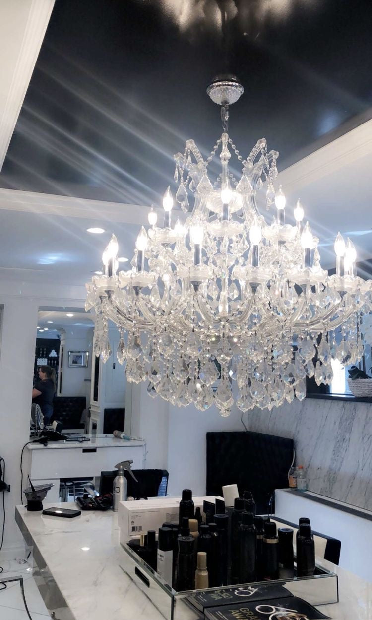 Rylight 9/19/49-Light Crystal Chandelier in Gold/Chrome Finish