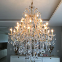 Rylight 9/19/49-Light Crystal Chandelier in Gold/Chrome Finish