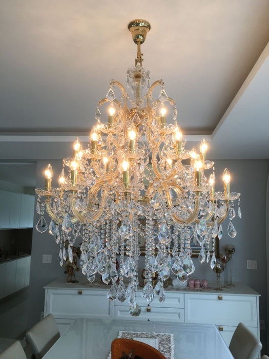 Rylight 9/19/49-Light Crystal Chandelier in Gold/Chrome Finish