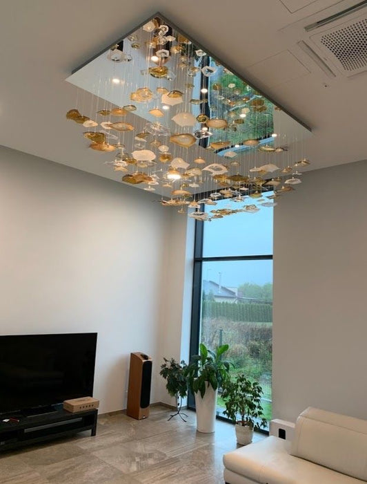 Rylight Chrome Rectangular Base Mixed Colors Crystal Pendant