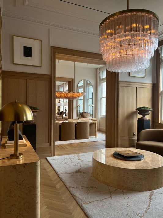 ثريا أنبوبية كريستالية مستديرة/مستطيلة من Rylight 1/3 طبقات