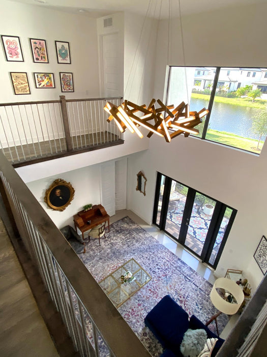 Modern Round/Linear Geometric Aluminum LED Chandelier