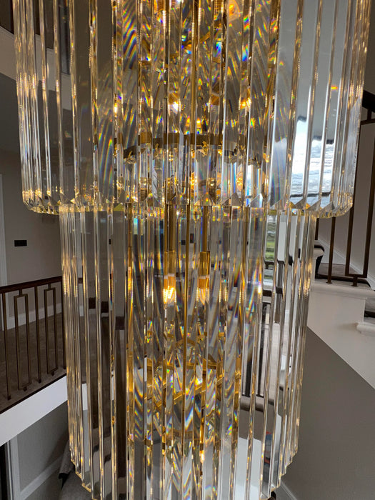 Rylight extra grote meerlaagse lange gouden kristallen kroonluchter