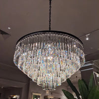 Rylight 4/5/7-laags ronde/rechthoekige kristallen dimbare kroonluchter in goud/zwarte afwerking