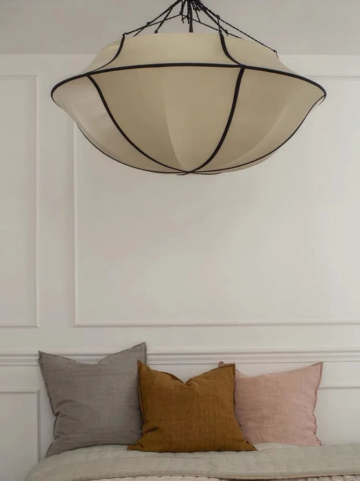Rylight French Style Cream White Silk Umbrella Chandelier