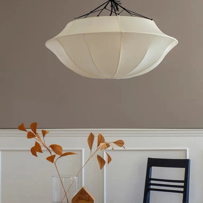 Rylight French Style Cream White Silk Umbrella Chandelier