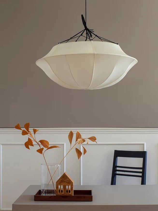 French Style Cream White Silk Umbrella Chandelier