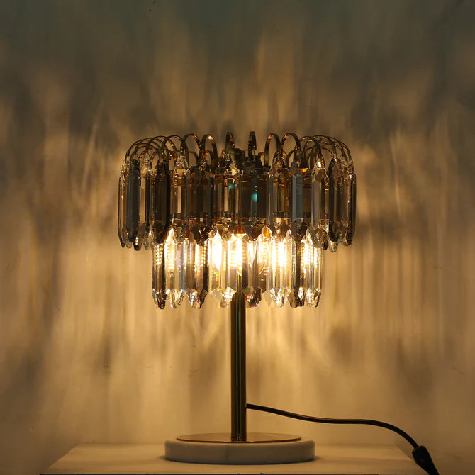 Rylight Smoky Gray&Clear Crystal Table Lamp