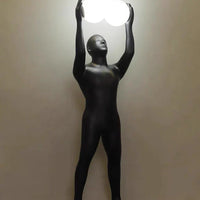 مصباح أرضي على شكل تمثال حامل ضوء أسود من رايلايت