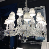 Rylight 8/24/48-lichts kaars zwart/heldere kristallen kroonluchter met lampenkap