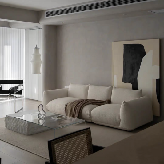 طاولة قهوة حجرية بتصميم فني من رايلايت، سطح زجاجي شفاف