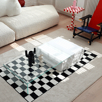 طاولة قهوة حجرية بتصميم فني من رايلايت، سطح زجاجي شفاف