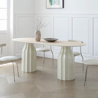 Rylight Franse crèmekleurige ovale/ronde schelpvormige eettafel 