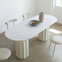 Rylight Franse crèmekleurige ovale/ronde schelpvormige eettafel 