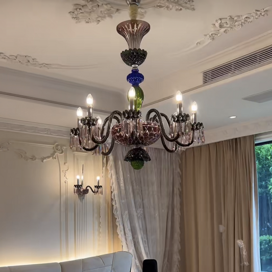 Luxe kleurrijke kristallen kroonluchter voor de woonkamer 