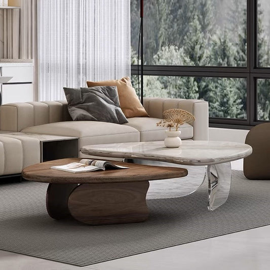 طاولة قهوة رخامية عائمة بتصميم إبداعي حديث