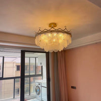 Modern Light Luxury Crown Glass Chandelier for Living Room/Bedroom