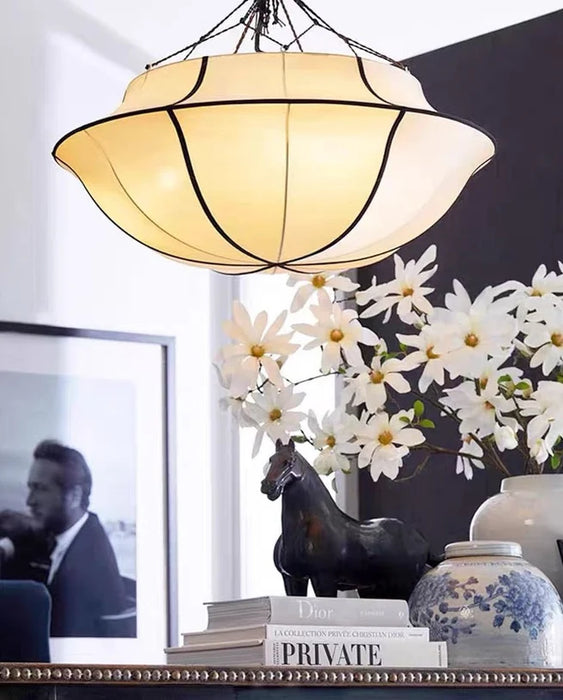 Rylight French Style Cream White Silk Umbrella Chandelier