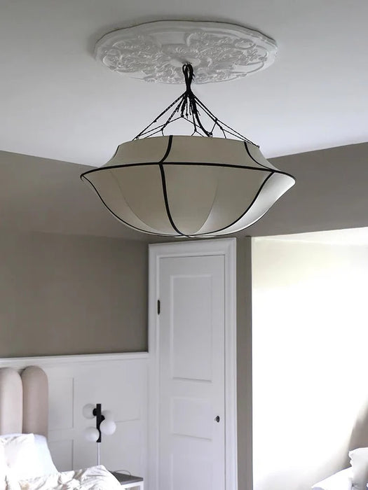 Rylight French Style Cream White Silk Umbrella Chandelier