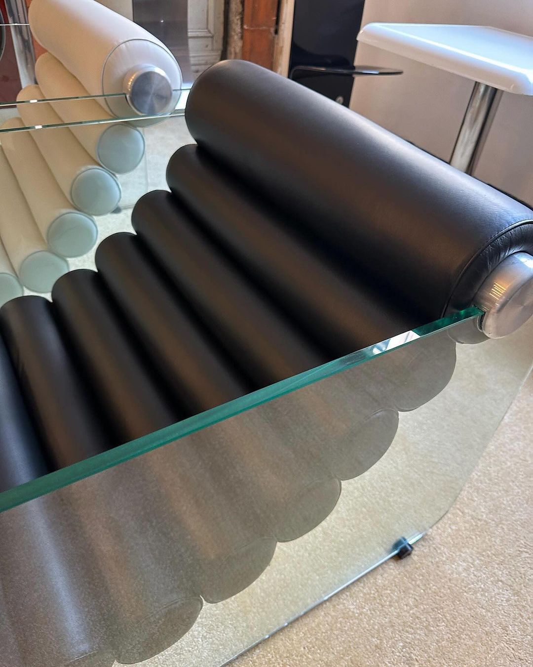 Rylight Italian Minimalist Glass Leg Accent Chair