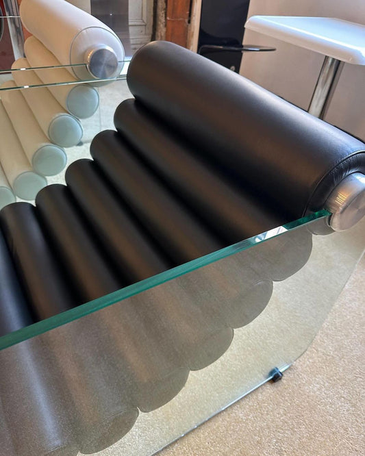 Rylight Italian Minimalist Glass Leg Accent Chair