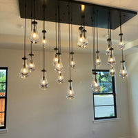Modern Raindrop Crystal Chandelier with Rectangular Canopy