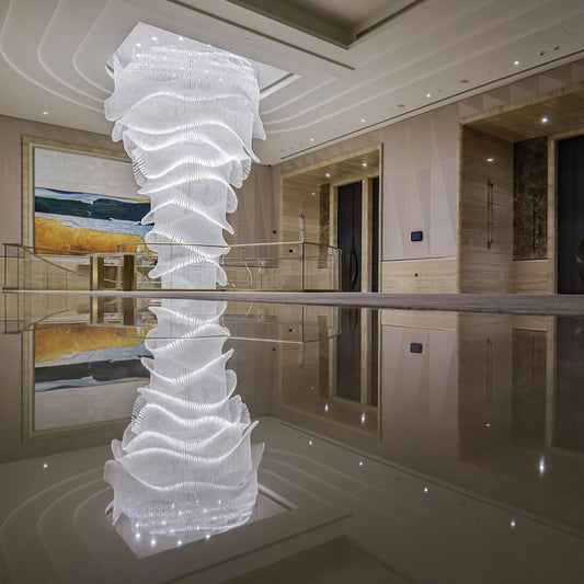 Luxe kroonluchter met palmboomglasstaven voor hotels, restaurants, villa's en trappenhuizen