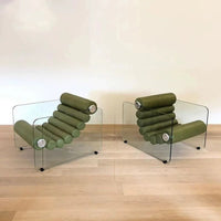 Rylight Italian Minimalist Glass Leg Accent Chair