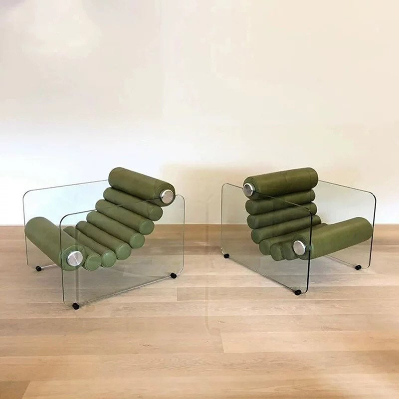 Rylight Italian Minimalist Glass Leg Accent Chair