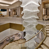 Luxe kroonluchter met palmboomglasstaven voor hotels, restaurants, villa's en trappenhuizen
