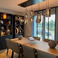 Rylight 6/8/10/12-lichts rookgrijs/amberkleurige glazen kroonluchter