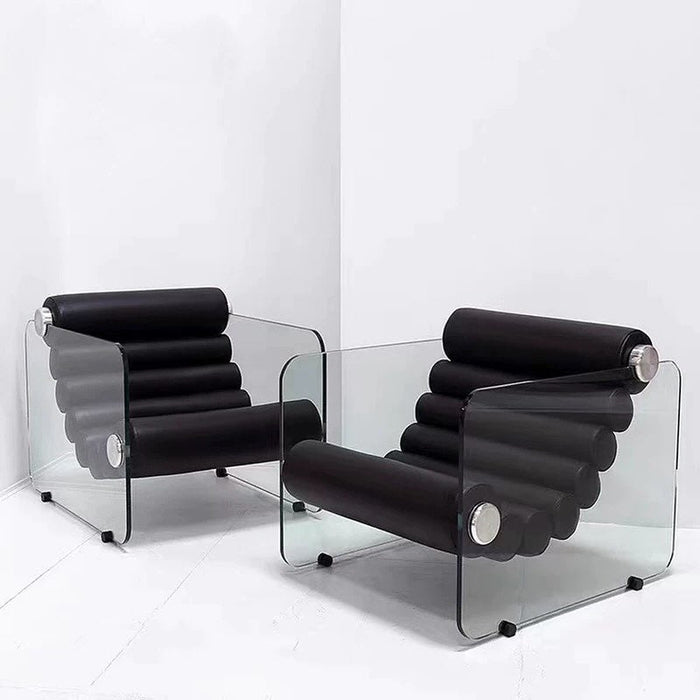 Rylight Italian Minimalist Glass Leg Accent Chair