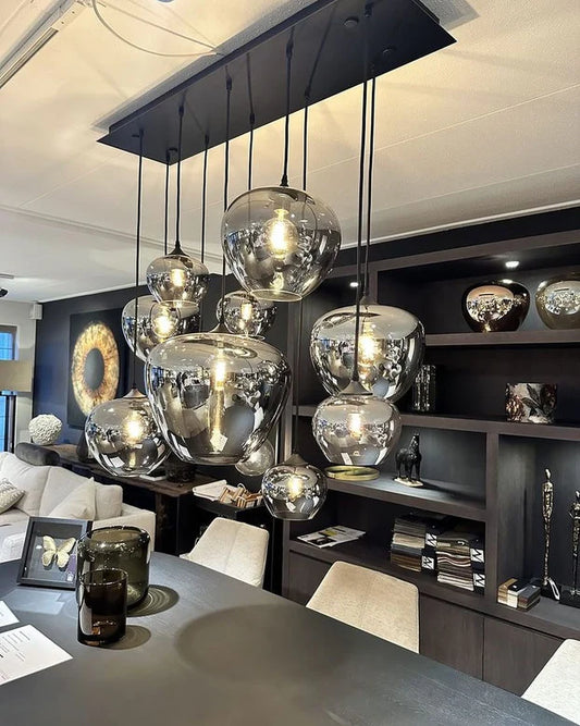 ثريا زجاجية رمادية دخانية من رايلايت، 6/8/10/12 ضوءًا