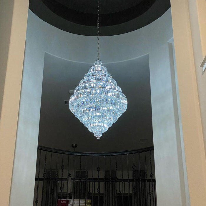 Rylight extra grote meerlaagse chroom/gouden kristallen kroonluchter