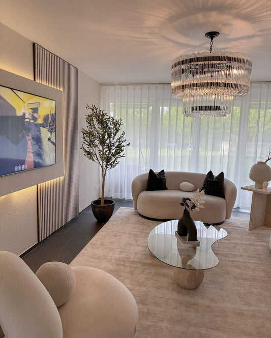 Moderne luxe 2-laags glazen kroonluchter