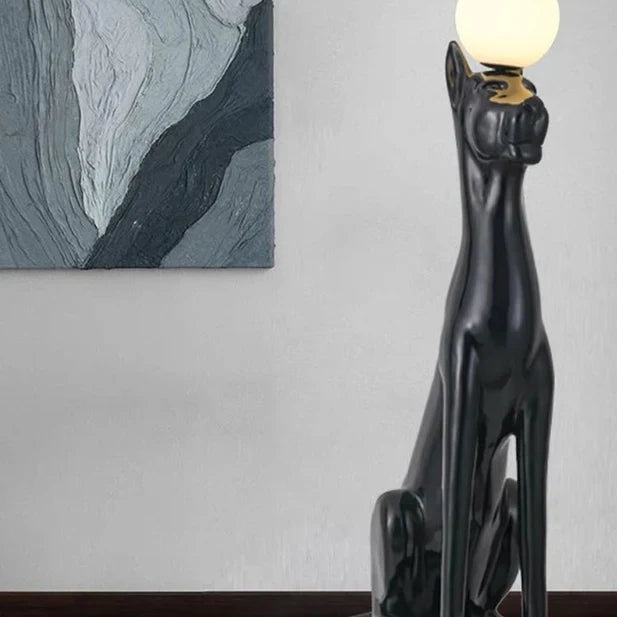 Rylight Black/Red Sitting Dog Floor Lamp