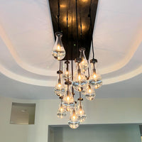 Modern Raindrop Crystal Chandelier with Rectangular Canopy