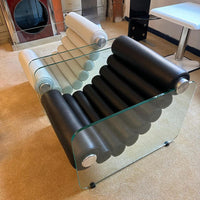 Rylight Italian Minimalist Glass Leg Accent Chair