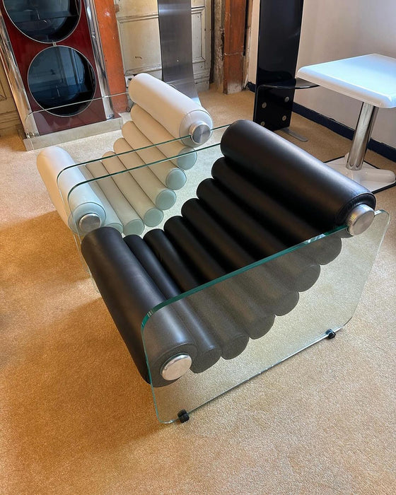 Rylight Italian Minimalist Glass Leg Accent Chair
