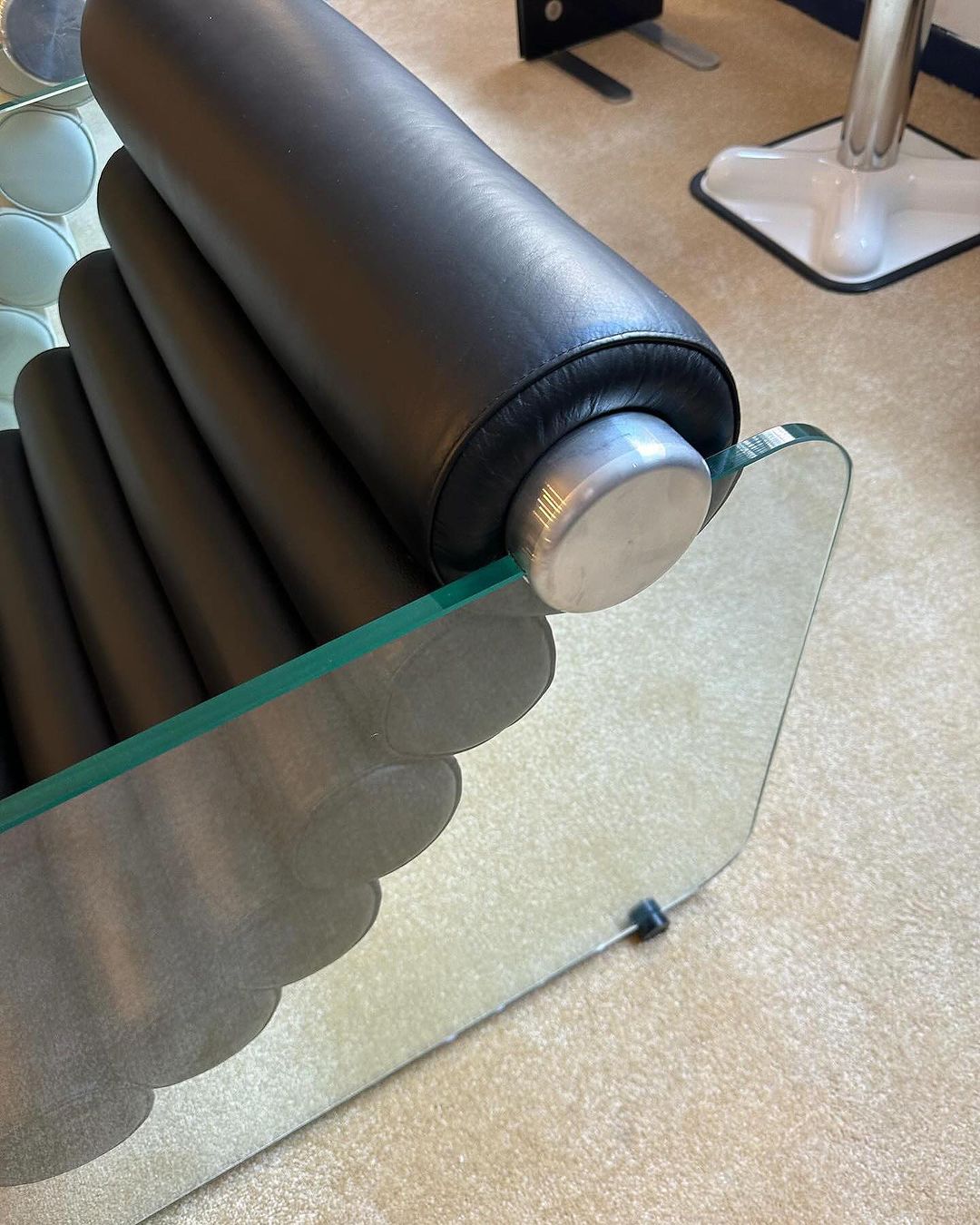 Rylight Italian Minimalist Glass Leg Accent Chair