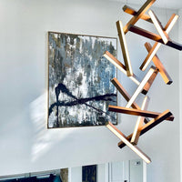 Moderne verticale geometrische aluminium hanglamp voor trap/hal/hoog plafond 